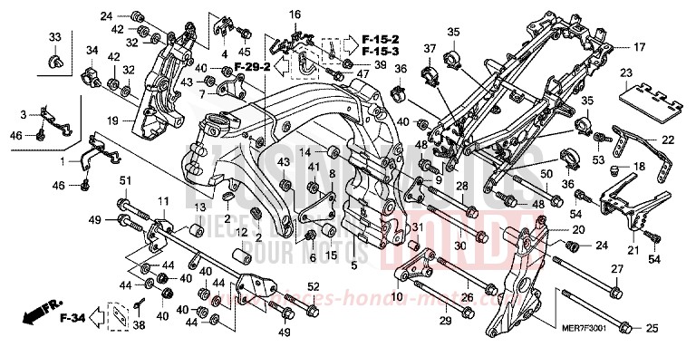 FRAME BODY (CBF600S8/SA8/N8/NA8) for CBF600N ABS PEARL NIGHTSTAR BLACK (NHA84) from 2008